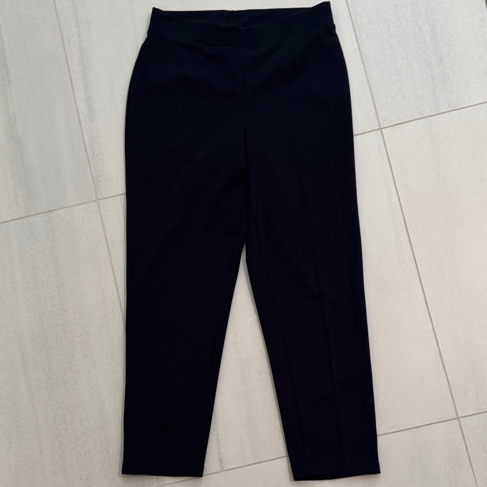 H&M Navy pull on tapered crepe pants M
